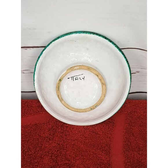 Italian Pottery Christmas Serving 2 x 6 Bowl Red Flowers Poinsettias - Picture 2 of 6